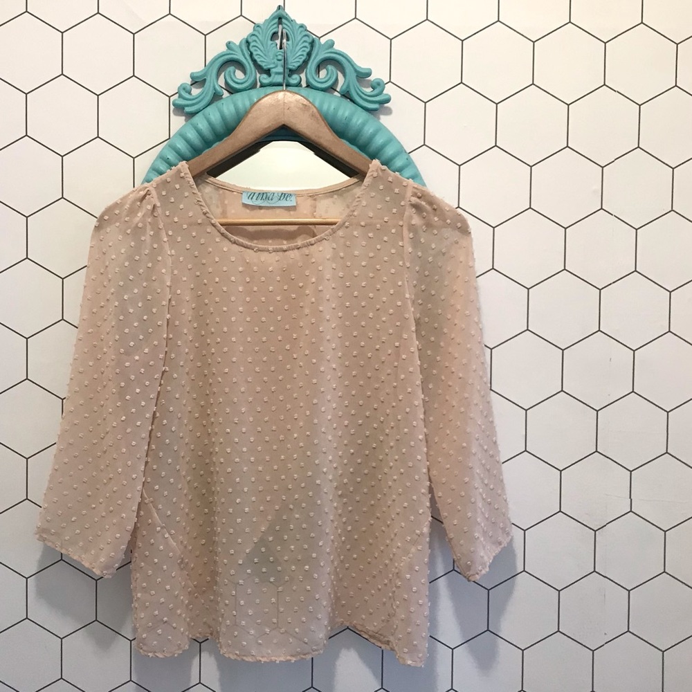 Aina Be Sheer Swiss Dot Open Back Blouse